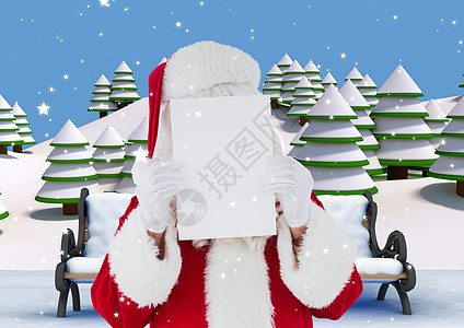 Santa Claus脸上有空白标牌 3D图片