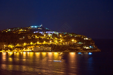 别墅夜景Cap Ferrat半岛夜景 来自 别墅 海背景