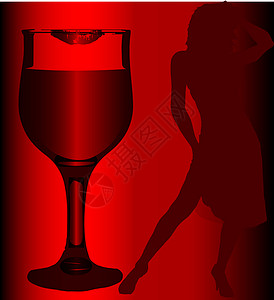酒杯和辣椒红酒 女孩 浪漫 跳舞 红色的 绘画 饮料图片