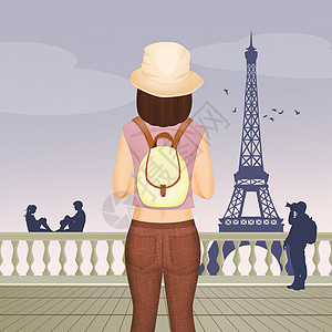 访问巴黎的旅游女游客图片