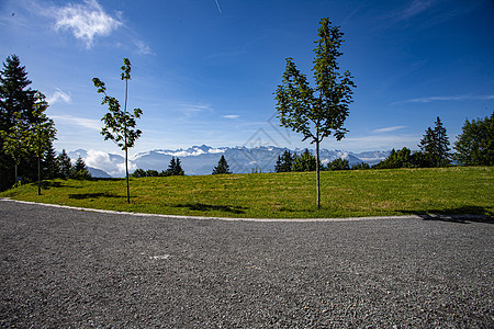 瑞士阿尔卑斯山脉在里吉卡尔特巴德的风景 蓝色的图片