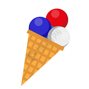 冰淇淋 iconflat 风格 7 月 4 日的概念 孤立在白色背景上 插图图片