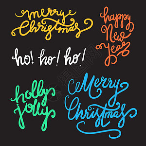圣诞快乐 新年快乐 字体 季节 卡片 明信片 复古的图片