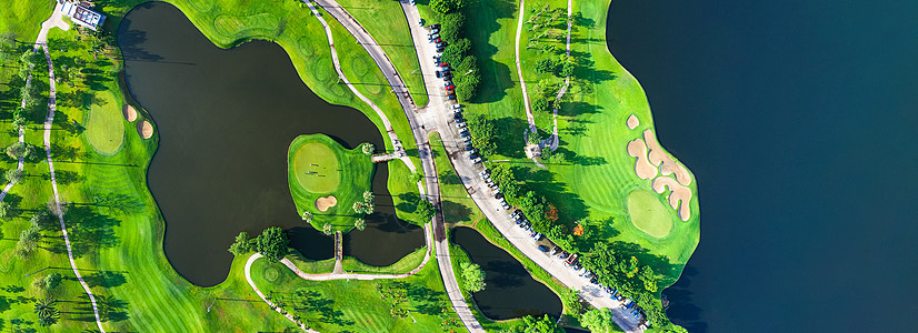 空中观视高尔夫球场景观 清晨日出景 课程 俱乐部图片