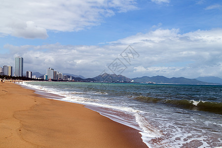 中国南部Nha Trang湾市沙滩度假胜地区 浪潮 热带图片