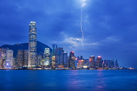 雷暴香港市风景 晚上 香港市图片