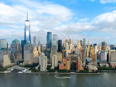 曼哈顿天线与世界贸易中心 美国纽约 的空中观察 宽的 城市图片