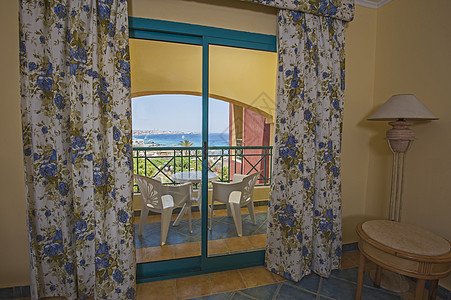 室内豪华酒店房间和阳台 建筑学 住宅 平铺的 海景 窗户图片