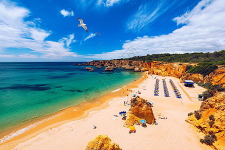 葡萄牙阿尔加韦Portimao的海滩 岩石图片