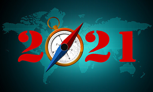 2021 年概念与指南针背景图片