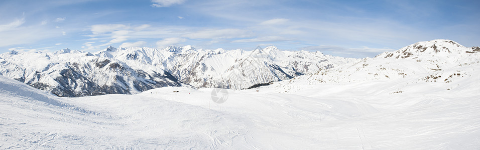 冰雪山谷的景象 休闲的 活动 梅里贝尔 娱乐 山脉 爬坡道 高雪维尔图片
