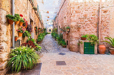 伊德利奇村主要西班牙典型的花街图片