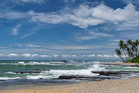 海浪坠落在加勒的海滩上 海景 热的 自然 安详 海岸线图片