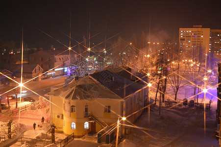 城市夜间风景 旅游 旅行 雪 冬天 晚上背景图片