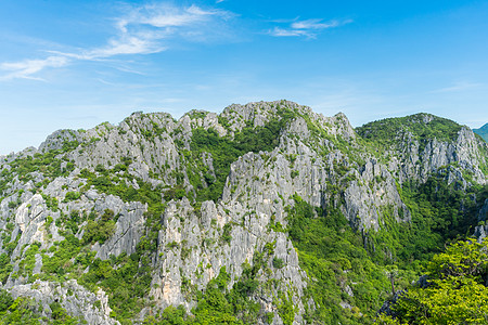 高大石山素材高大景点普拉丘亚普·希里汗 季节 岩山 树 旅游背景