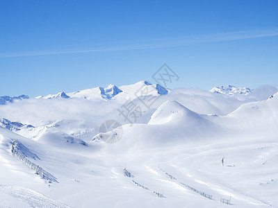 冬季景观 雪覆盖的斜坡和蓝天 从山顶看Kaprun 滑雪胜地 国家公园 奥地利阿尔卑斯山 欧洲 自然 风景图片