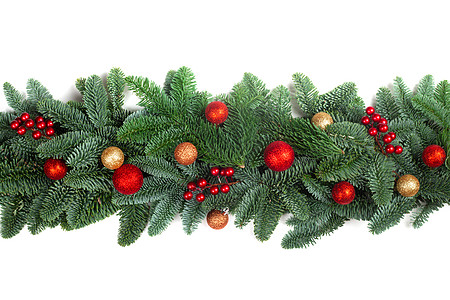 杉树圣诞节边界在惠特的 高贵 针叶 美丽的 球 框架图片
