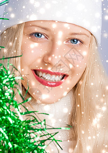 圣诞闪光和闪亮的雪地背景 金发美女P 美丽图片