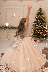 小公主正在享受圣诞节节日的时光 圣诞快乐 小公主 投掷 快乐的图片