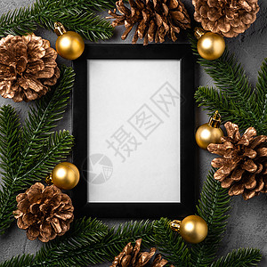 带有空图片框的圣诞节成像 金饰品图片
