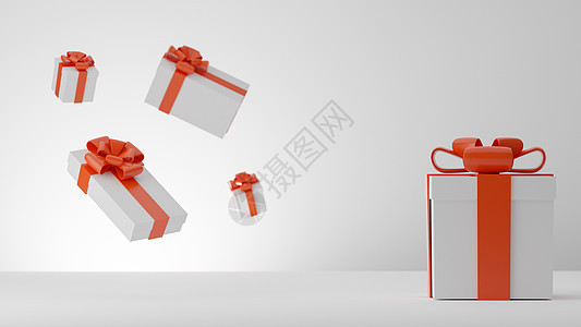 3D 圣诞和新年问候 用白礼品盒横幅标语 季节 装饰风格图片