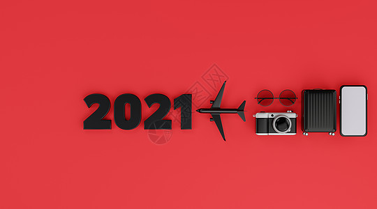 新年快乐2021 白色屏幕机载飞机的移动模型 c 空的 摄影师图片