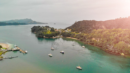 水星湾 Whitianga 新西兰北岛无人驾驶飞机空中观测 浪潮 假期背景图片