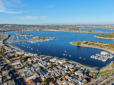美国加利福尼亚州圣迭戈 任务湾和海滩的空中观察 加州 海滨图片