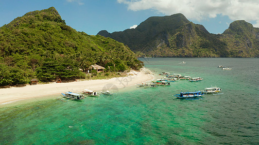 菲律宾埃尔尼多热带热带岛屿 沙滩沙滩 鸟瞰图图片