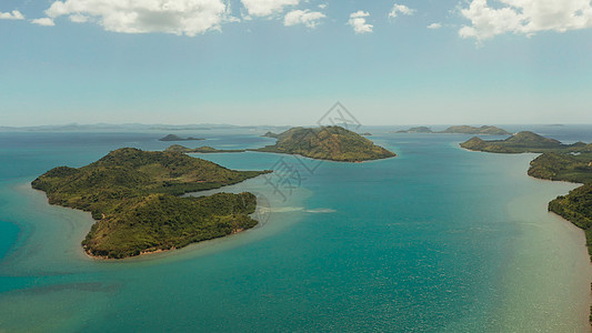 热带岛屿和环礁湖的海景 菲律宾 帕拉万 海岸线图片