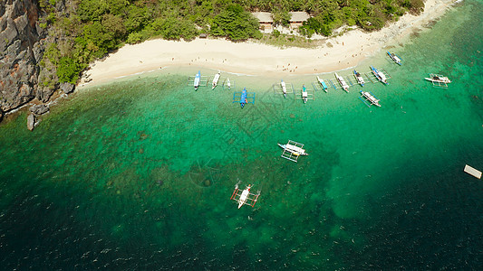 菲律宾埃尔尼多热带热带岛屿 沙滩沙滩 直升机岛图片