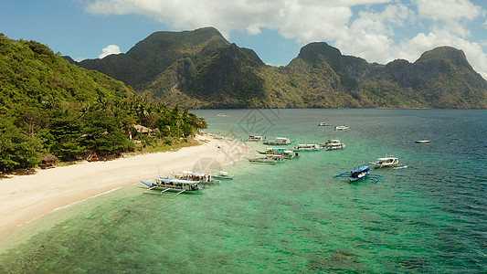 菲律宾埃尔尼多热带热带岛屿 沙滩沙滩 棕榈图片