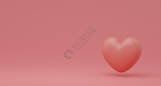 情人节概念粉色背景上的粉色心形气球 3D渲染 插图 甜的图片