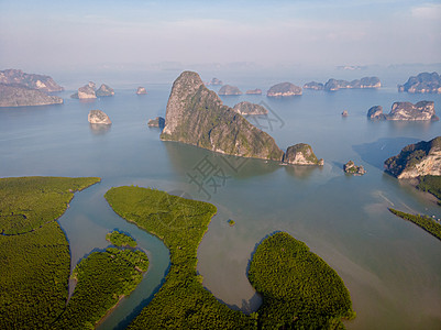 泰国的空中观察 张加湾的美丽景色 安达曼海 戏剧性图片