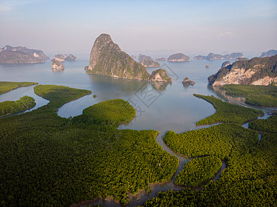 泰国的空中观察 张加湾的美丽景色 甲米 红树图片