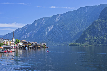 阿尔卑斯州的Hallstat 奥地利湖边的旧城风景 城市中心 历史性图片