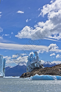 冰川图蓝冰川 湖景图 阿根廷巴塔哥尼亚 南美洲 云 安第斯山脉背景