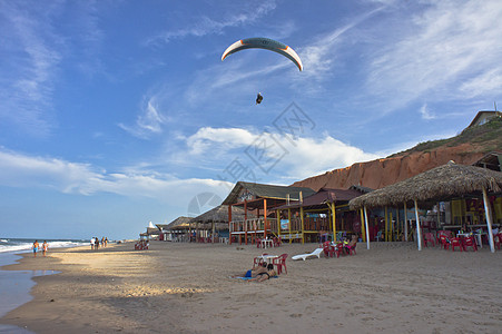 热带海滩观 巴西福塔莱萨 巴西 南美洲 天背景图片