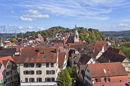 Tübingen 德国山上的旧城风景 文化图片