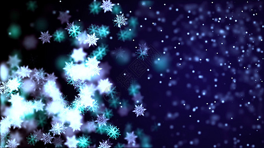 圣诞蓝色雪花星星圣诞背景与漂亮的飘落的雪花 动画片 降雪 艺术 冬天背景
