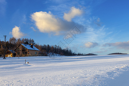 山丘的寒冬风雪景观图片