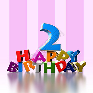 2个生日快乐3D插图 粉红色背景图片