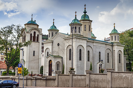 升天教堂贝尔格莱德塞尔维亚 圆顶 遗产 建筑学 历史性背景图片