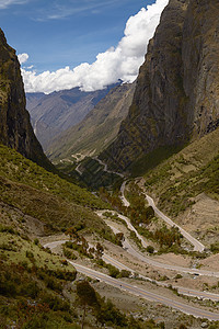 秘鲁和玻利维亚之间穿越安第斯山脉的蛇腹线路 秘鲁和玻利维亚 图片