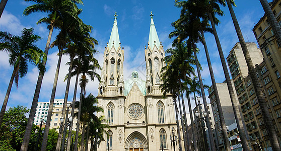 巴西圣保罗大教堂令人惊叹的景象 纪念碑 天主教 地标图片