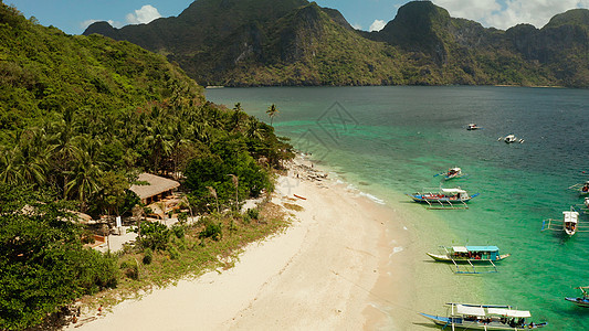 菲律宾埃尔尼多热带热带岛屿 沙滩沙滩 美丽的海滩图片