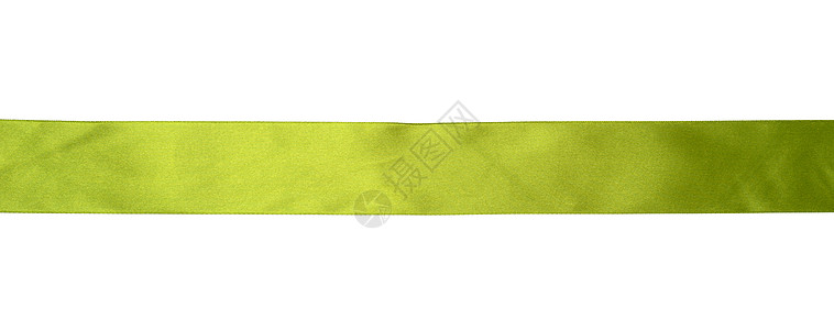 白色背景的绿色丝带 礼品包装装饰背景图片