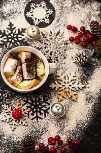 含有棉花糖的圣诞节或新年构成 早餐 和风 庆典图片