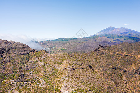 山景 特内里费岛山区的道路 西班牙加那利群岛 自然 地平线图片