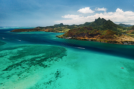 7月1日建党节毛里求斯惊人的景色 岛屿美丽的珊瑚礁 7月1日 圣何塞·卡罗拉多 天堂 冲浪背景